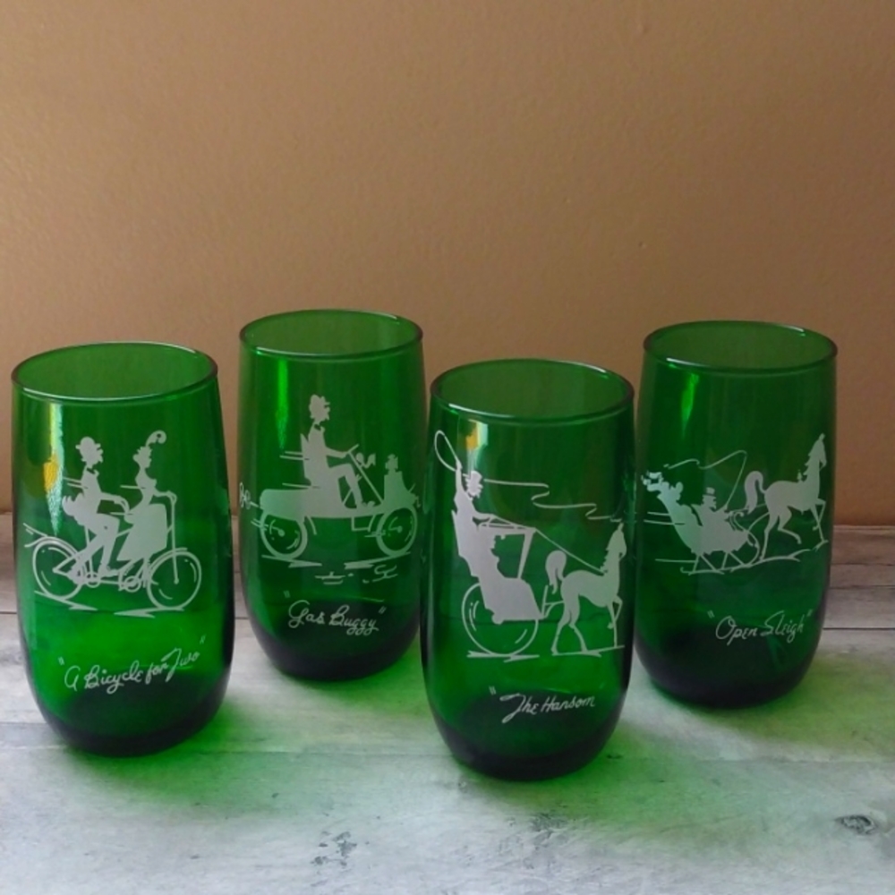 Anchor Hocking Green Glasses Set/4 - Picture 1 of 8